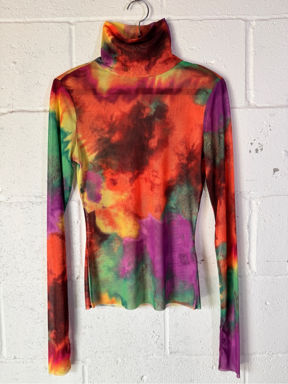 AFRM Zadie Mesh Mock Neck Top Summer Tie Dye Y2K Size S